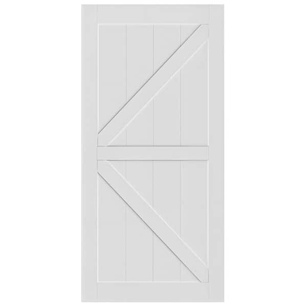 WEGATE 32 in. x 84 in. White Primed K Style Solid Core Wood Interior Slab Door, MDF, Barn Door Slab