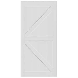 28 in. x 84 in. White Primed K Style Solid Core Wood Interior Slab Door, MDF, Barn Door Slab