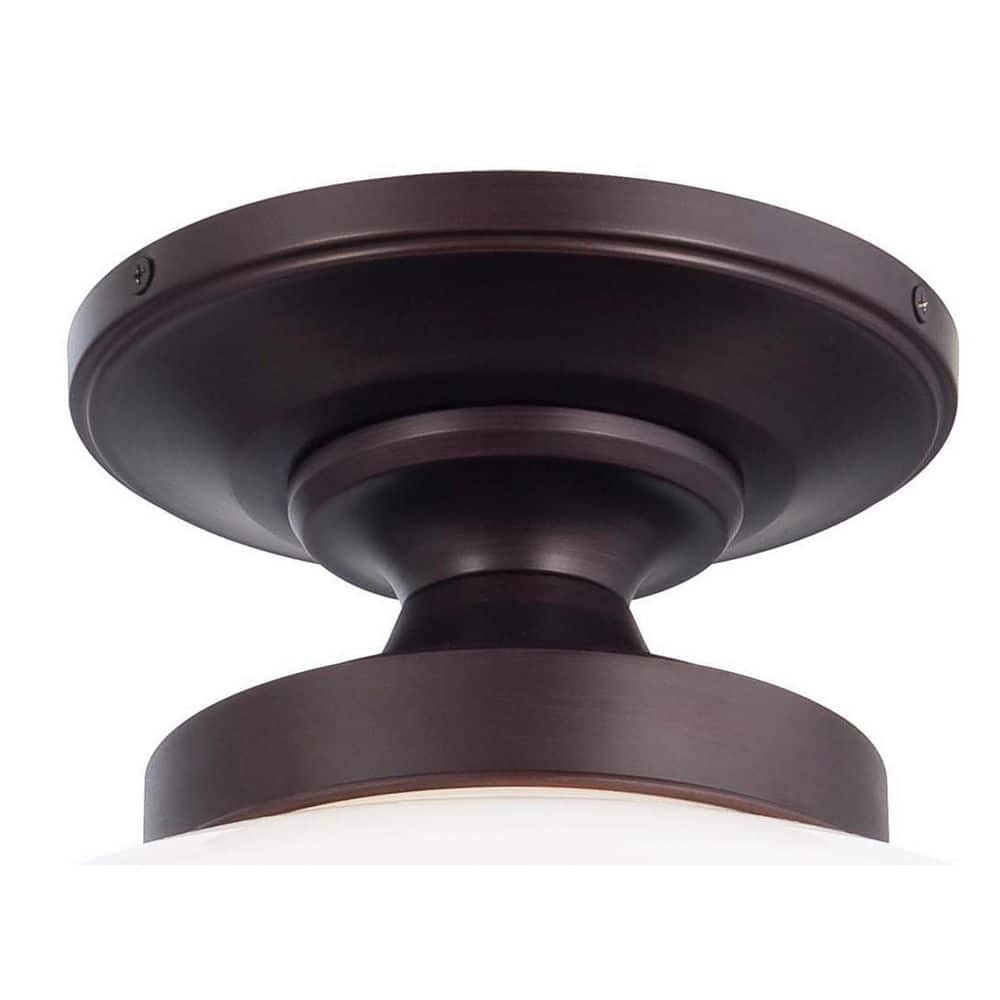 Brushed Bronze and Opal Glass Semi-Flush Mount Light