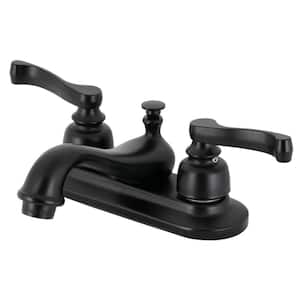 Royale 4 in. Centerset 2-Handle Bathroom Faucet with Plastic Pop-Up in Matte Black