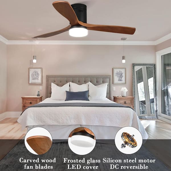 Topeka Low Profile Smart Ceiling Fan with LED Light and Remote 52 inch