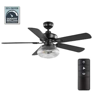 52 in. Rimgate Indoor Matte Black LED Ceiling Fan with Remote Control