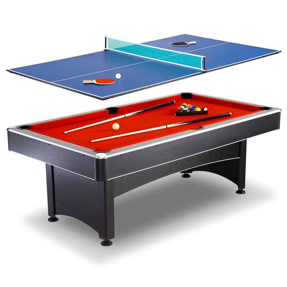 Hathaway 7-ft Black and Red Pool Table with Table Tennis Top