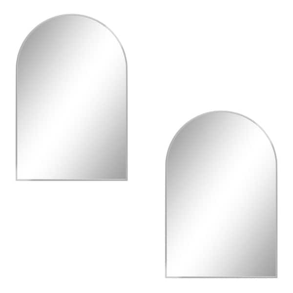 Seafuloy 24 in. W x 36 in. H Vanity Mirror Bathroom Mirror Arched Mirror for Bedroom, Entryway Hall, Living Room (2-Piece Silver)