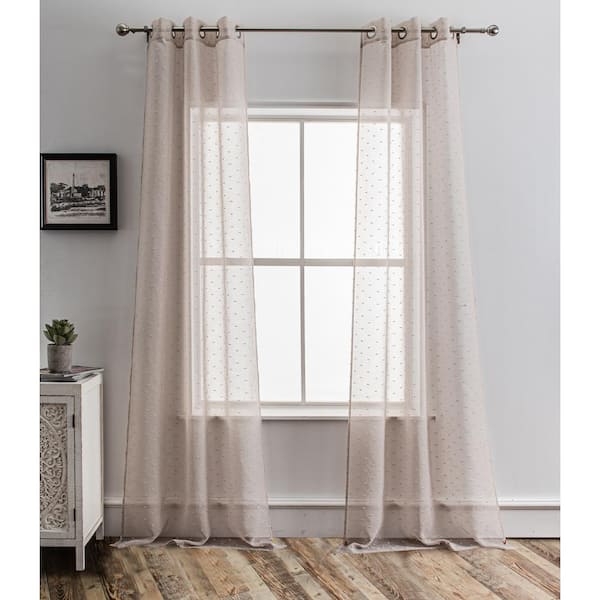 Dainty Home Ribbons Embellished Lurex Linen 76" x 96" Window Curtain