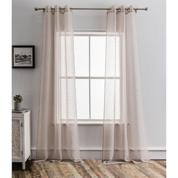 Dainty Home Ribbons Embellished Lurex Linen 76" x 84" Window Curtain