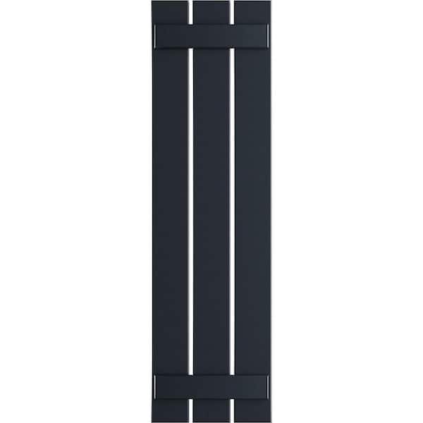 Ekena Millwork 17-1/8 in. x 80 in. True Fit PVC Three Board Spaced Board and Batten Shutters, Starless Night Blue (Per Pair)