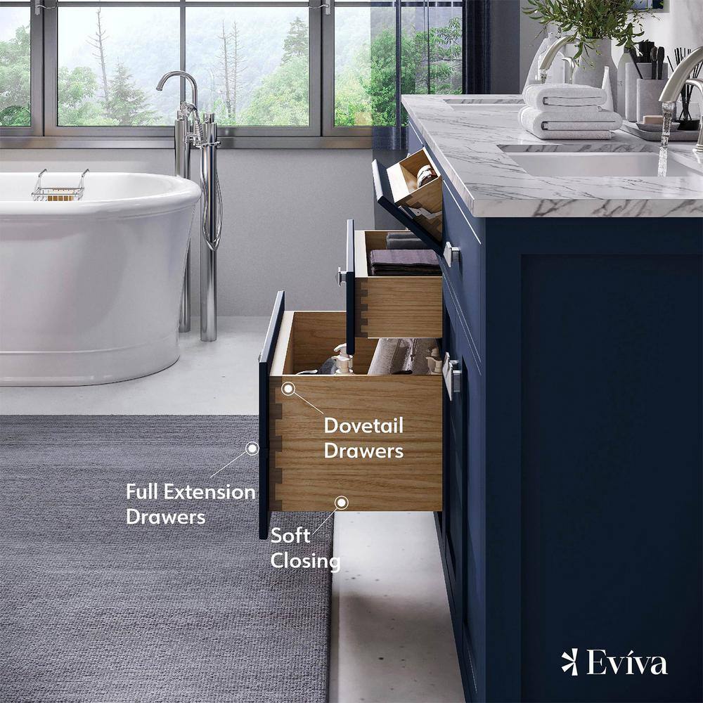 Artemis 60" Blue Double Sink Vanity with Quartz Top