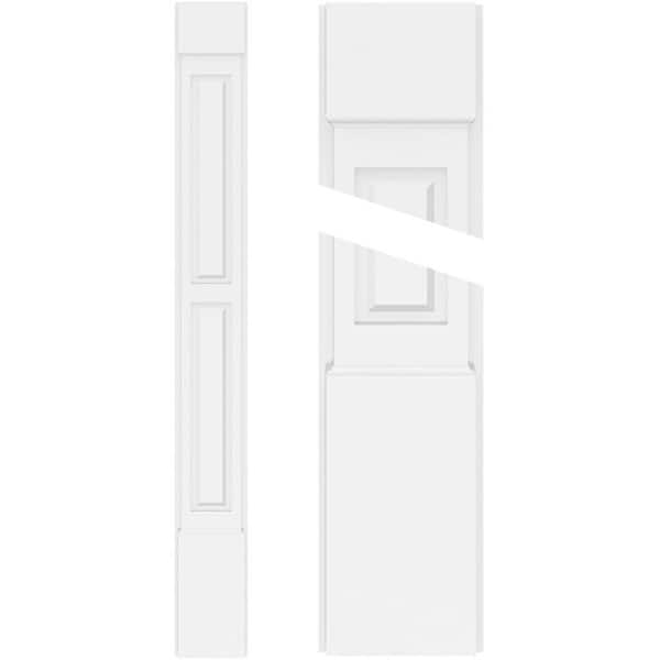 Ekena Millwork 2 in. x 8 in. x 120 in. 2 Equal Raised Panel PVC Pilaster with Standard Capital and Base Moulding (Pair)