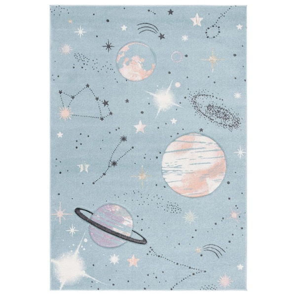 Carousel Kids 8 ft. x 10 ft. Teal/Orange Galaxy Area Rug