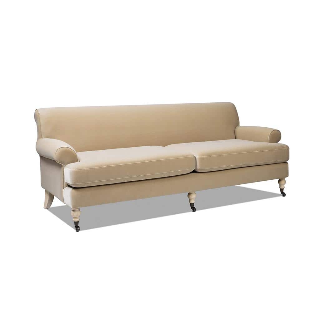 Alana 88" Fawn Brown Velvet Lawson Sofa with Wood Legs