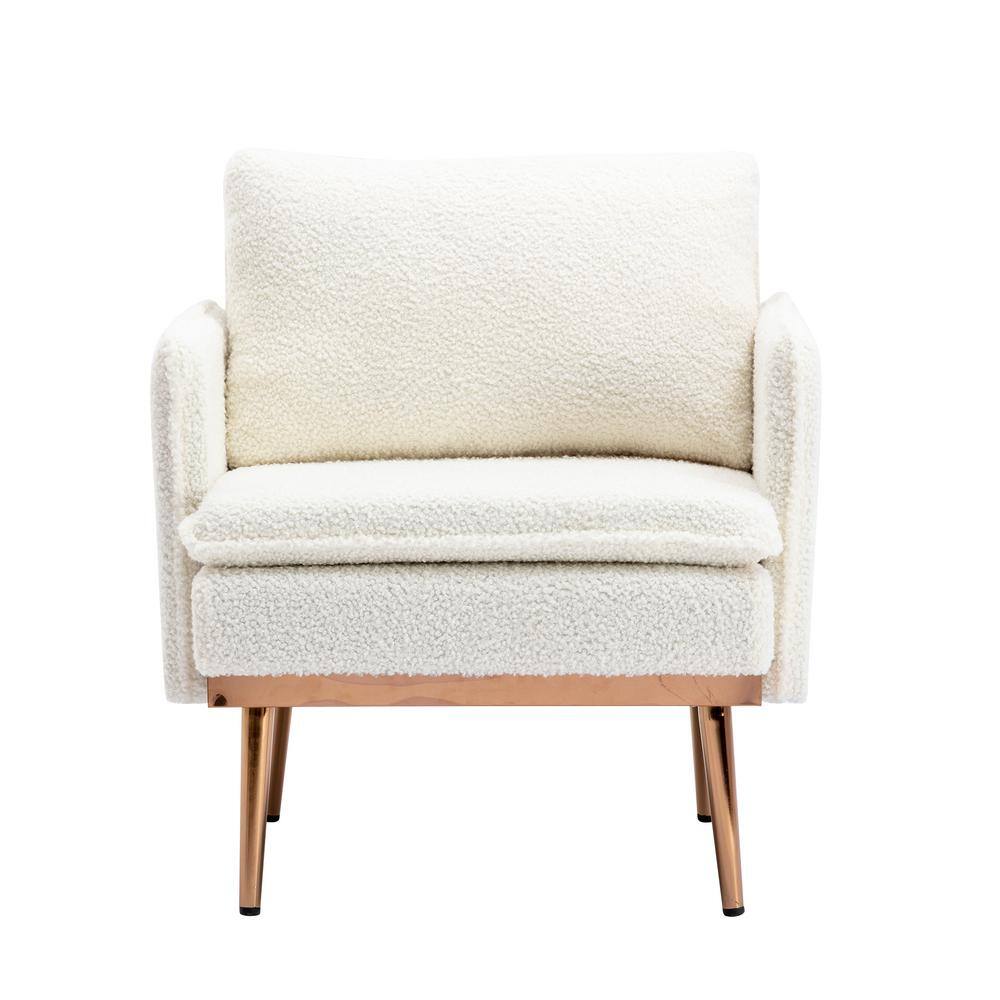 white plush chair