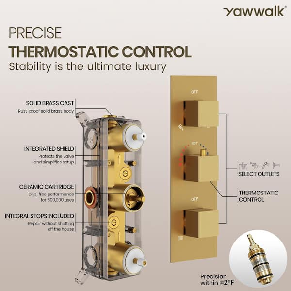 R11000 Shower Diverter Rough-In Valve – Brass Body, 3-Port Design, Compatible With Delta 3-Setting & 6-Setting Trim Kits