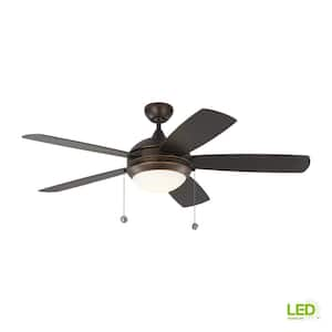 Discus Outdoor 52 in. Wet Rated Integrated LED Roman Bronze Ceiling Fan with Bronze Blades and 3000K Light Kit