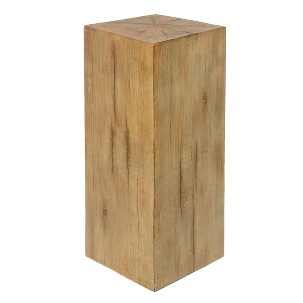 One Piece Wood-Look Square-Column MGO End Table-33.75" Tall, Distressed Finish, Indoor/Outdoor Use (Natural)