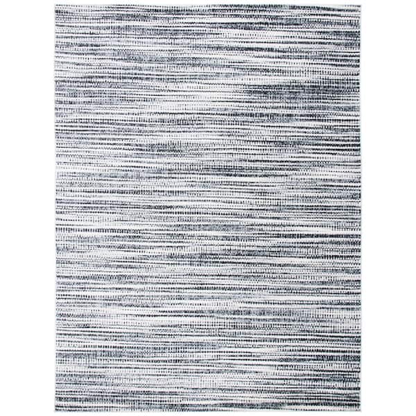 SAFAVIEH Lagoon Grey/Ivory 9 ft. x 12 ft. Striped Gradient Area Rug