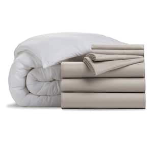 6-piece Taupe Solid color Microfiber Twin Bed in a Bag