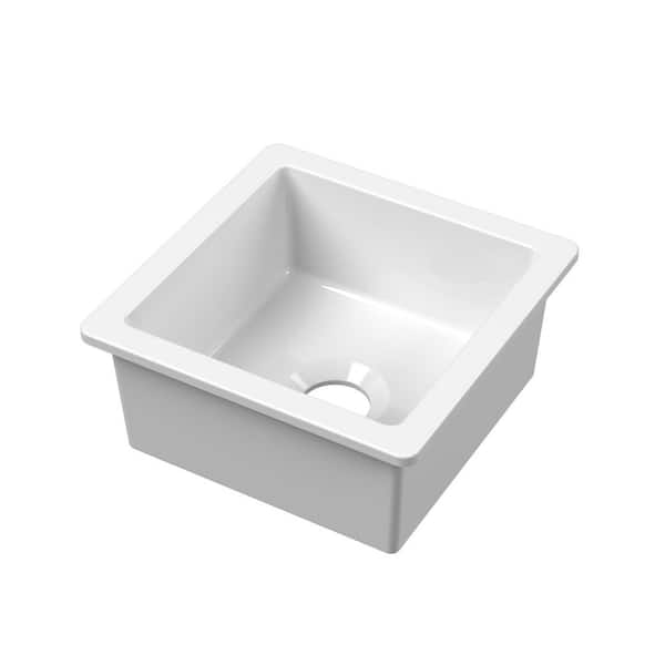 Fiamma White Fireclay 18 in. Undermount Bar Sink in Glossy White