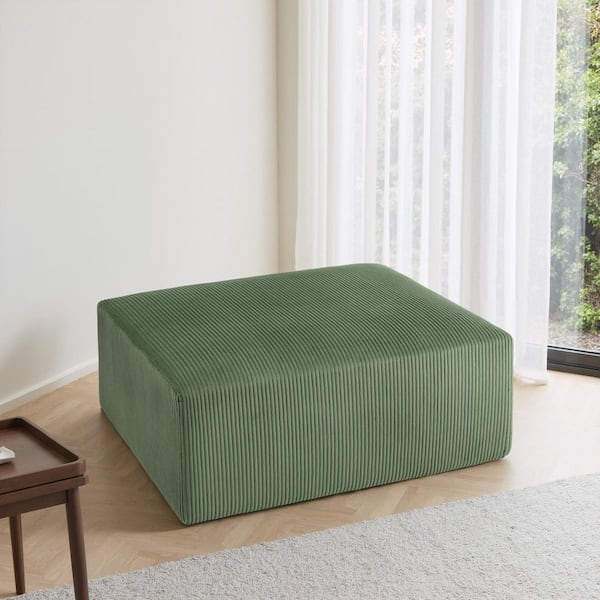 Modern Green Corduroy Fabric Rectangle Accent Ottoman (Set of 1)
