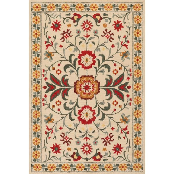 Shangrila Folk Floral Wool Multicolor 9 ft. x 12 ft. Indoor Area Rug