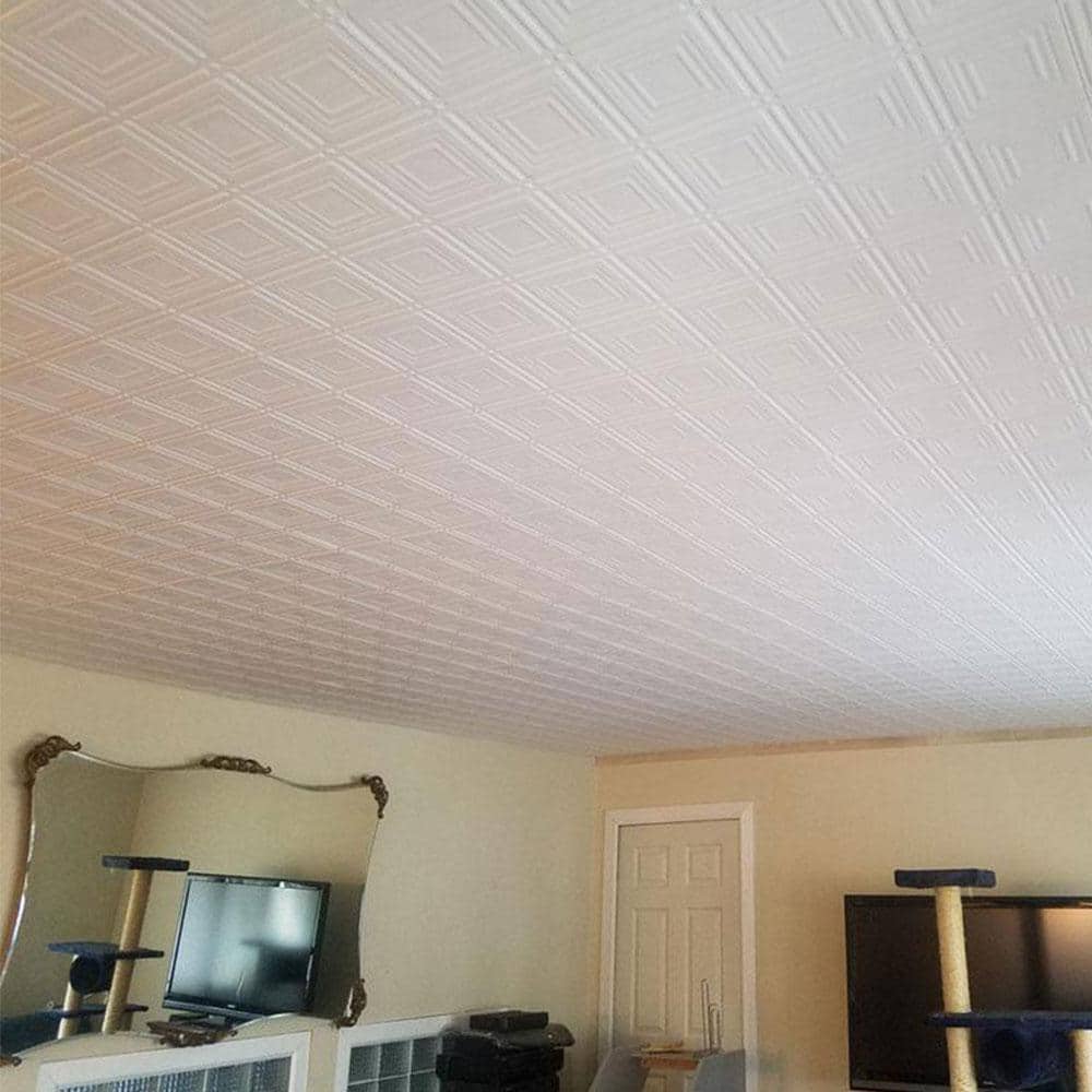Unfinished Steel Square Drop-In Ceiling Tiles, 24" x 24", Set of 6