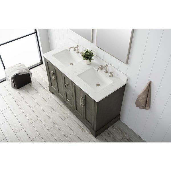 Chambery 54 in. W x 22 in. D x 34.5 in. H Bathroom Vanity in Silver Grey with Engineered Marble Top