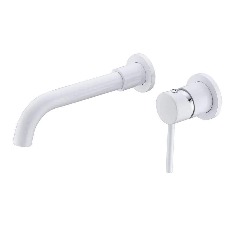 WELLFOR Single Lever Handle Wall Mounted Bathroom Faucet in White ...