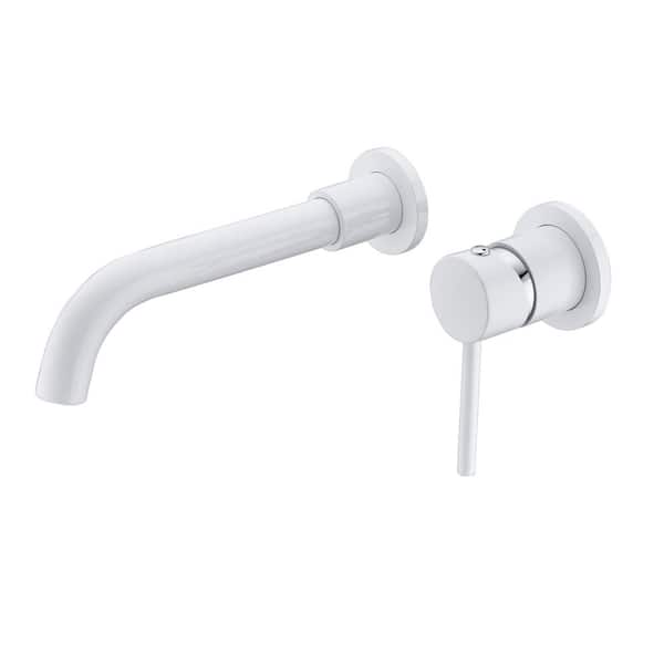 WELLFOR Single Lever Handle Wall Mounted Bathroom Faucet in White