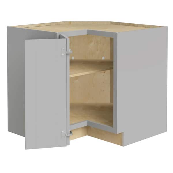 Home Decorators Collection Grayson 36 in. W x 24 in. D x 34.5 in. H Assembled Plywood Corner Easy Reach Base Kitchen Cabinet in Pearl Gray LH