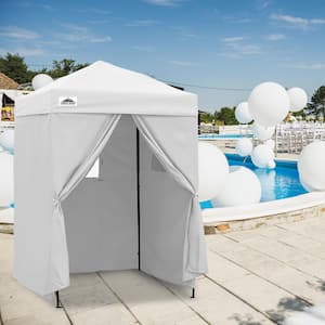 5 ft. x 5 ft. Pop Up Privacy Tent Foldable Outdoor Portable Dressing Changing Room Shelter, White