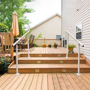 4 ft. Aluminum Handrail Fits 2 Steps or 3 Steps Flexible Handrails for Outdoor Deck, White