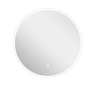 28 in. W x 28 in. H Frameless Round LED Light Wall-Mount Bathroom Vanity Mirror in Silver