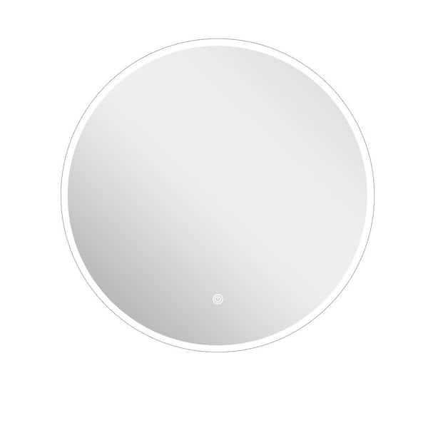 Unbranded 28 in. W x 28 in. H Samll Round Frameless Anti-Fog Wall Mount Bathroom Vanity Mirror in Silver
