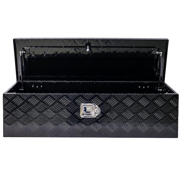 39 in. Trailer Tongue Box, RV Trailer Truck Tool Truck Tool Box, with Lock Keys Side Handle, Black, 39 x 13 x 10 in.