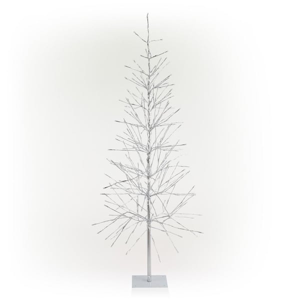 Photo 1 of ***MAJOR DAMAGE - NOT FUNCTIONAL - FOR PARTS ONLY - NONREFUNDABLE - SEE COMMENTS***
65 in. H Indoor/Outdoor Pre-Lit Silver Foil Christmas Tree with Yard Stake and 360 LED Lights