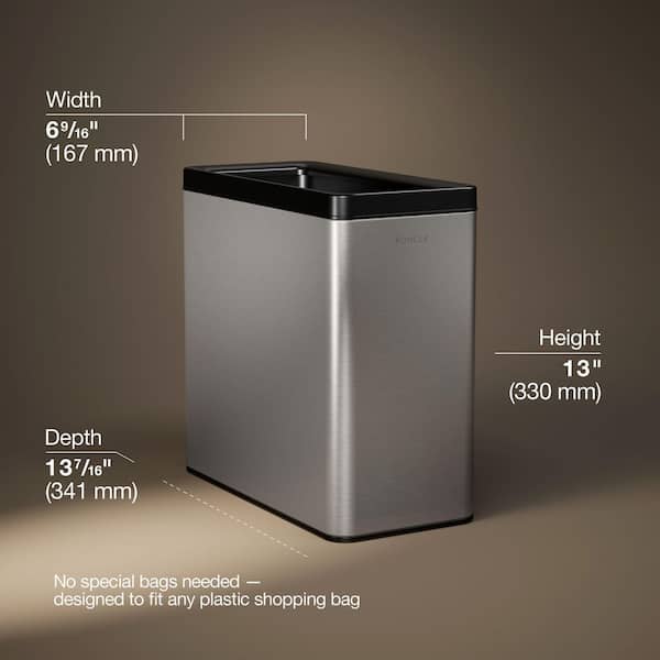 KOHLER 12-Liter Open-Top Trash Can in Stainless Steel 31313-ST