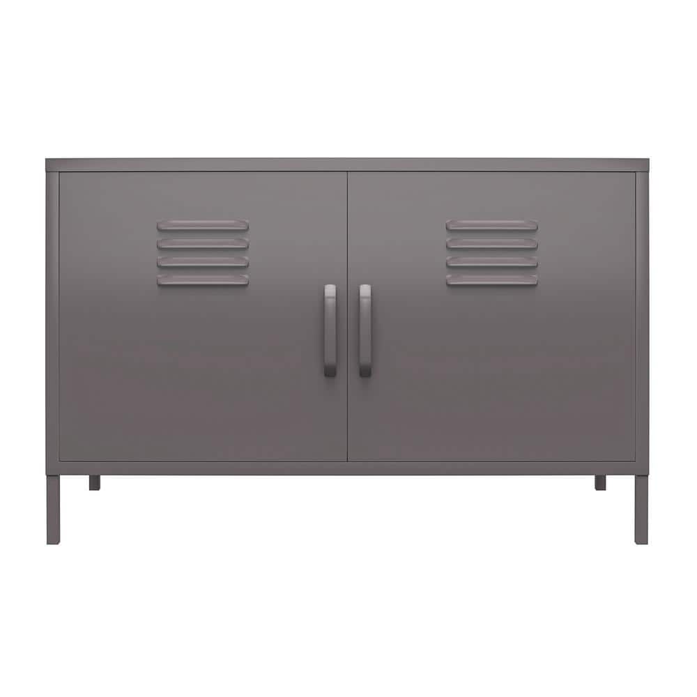 Walton 2 Door Metal Locker Accent Cabinet, Graphite Gray