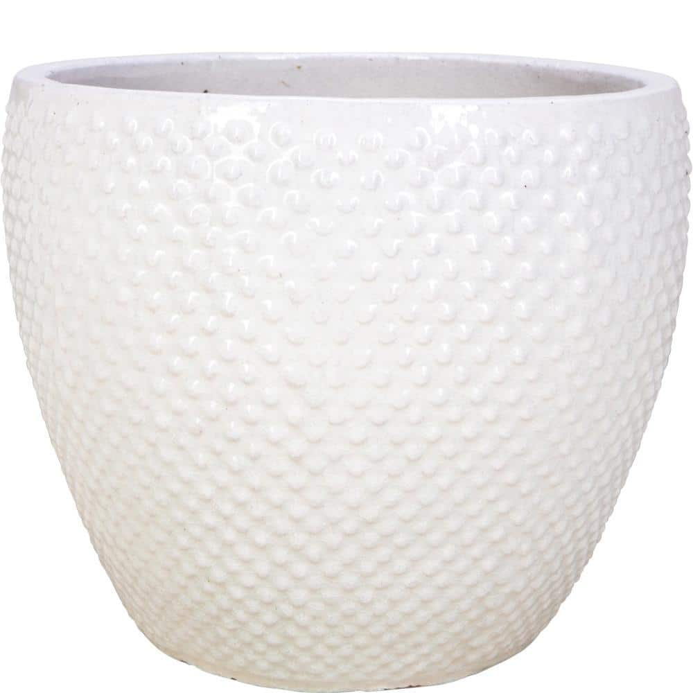 19 in. Crackle White Ceramic Mila TC Planter GGC-774D-CWT - The Home Depot