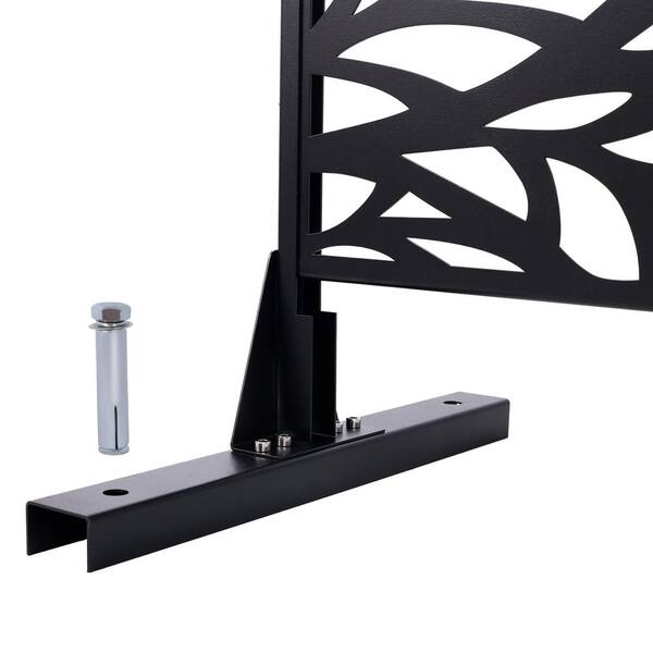 Runesay Outdoor 76 in. Hx48 in. W Metal Privacy Screen in Black for Deck Balcony Patio