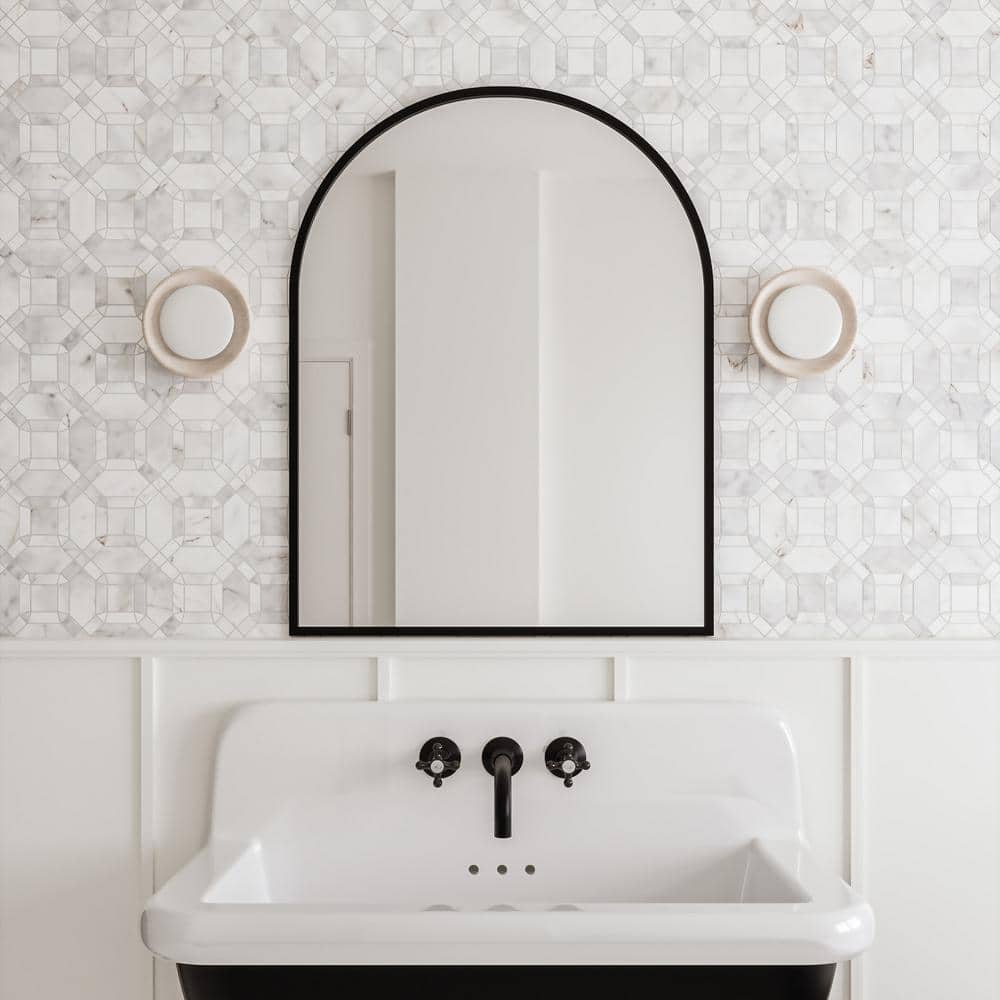 Oriental White Honed Marble Mosaic Tile 11.25" x 11.25"