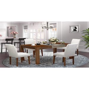 5-Piece Natural Brown Finish Solid Wood Top-Dining Room Set-Seats 4