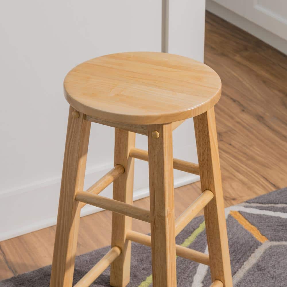 24" Brown Wood Backless Counter Stool