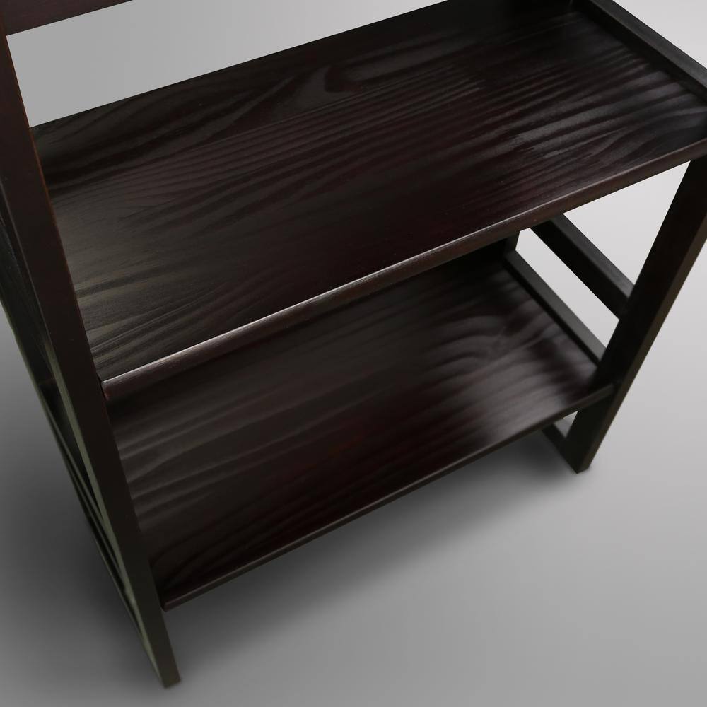 Mission Casual Espresso Solid Pine 3-Shelf Folding Bookcase