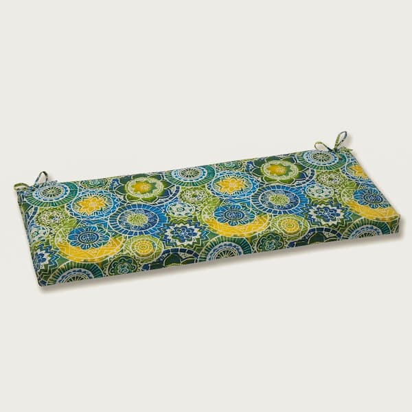 Pillow Perfect Other Rectangular Outdoor Bench Cushion in Blue