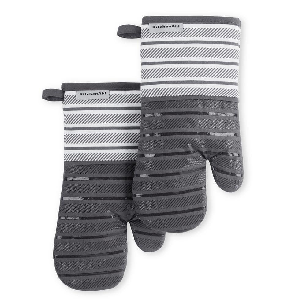 Cuisinart Gray Grey Silicone Oven BBQ Pizza Baking Mitts Set of 2