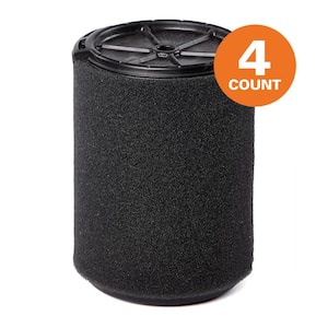 Wet Debris Application Foam Wet/Dry Vac Cartridge Filter for Most 5 Gallon and Larger RIDGID Shop Vacuums (4-Pack)