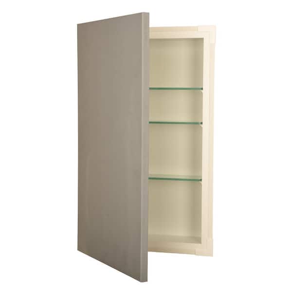 WG Wood Products Davis Slab Panel Frameless 15.5 in. W x 29.5 in. H Primed Gray Recessed Medicine Cabinet without Mirror with LED Light