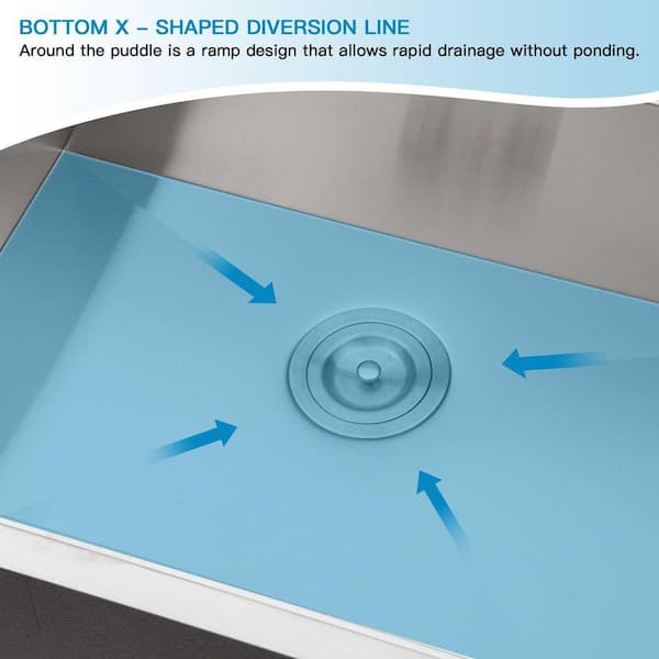 Logmey 33 in. Drop-in Low Divide Double Bowl 60/40 Stainless Steel