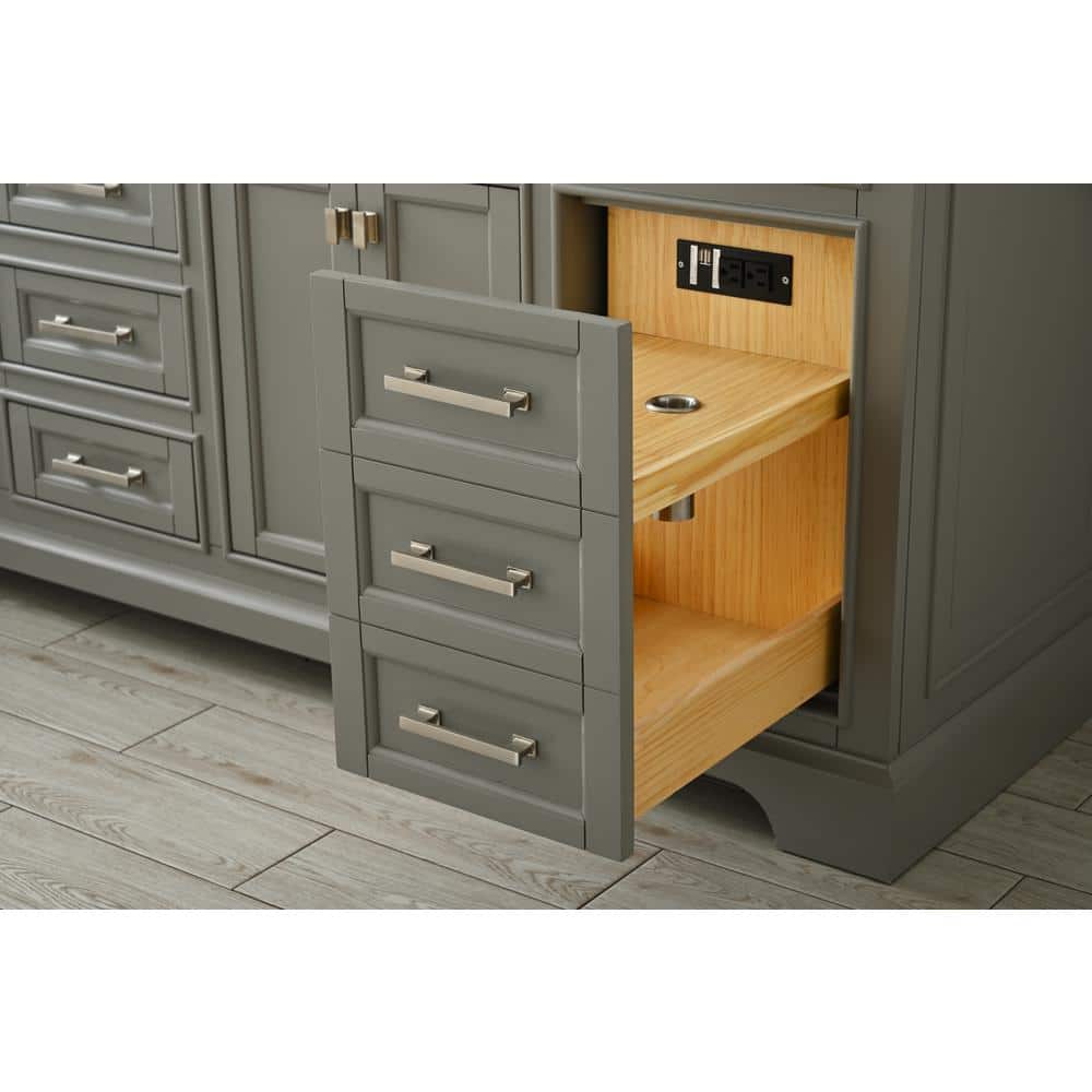 Milano 84" Gray Birch Double Vanity with Quartz Top
