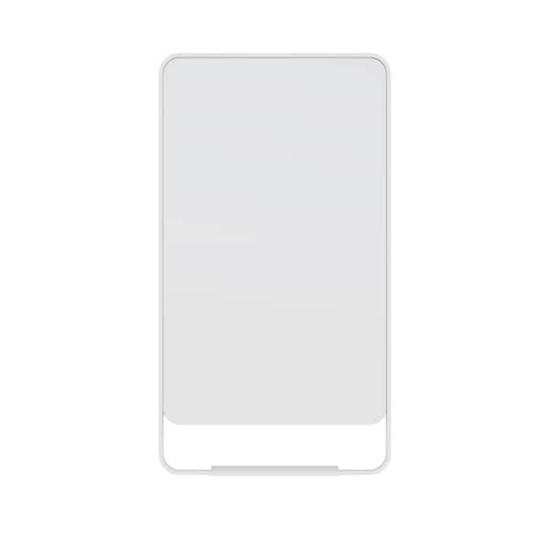 Glass Warehouse 22 in. W x 40 in. H Framed Radius Top Bathroom Vanity Mirror in White